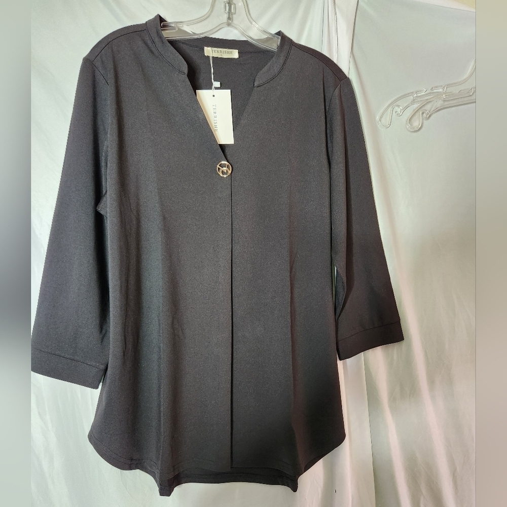 Terrishe 3/4 sleeve Black Tunic Top